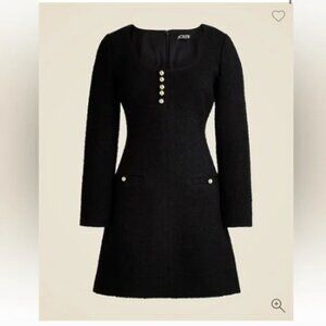 J. Crew Black Sophia Long Sleeve Tweed A-Line Mini Dress - Size 12 - NWT